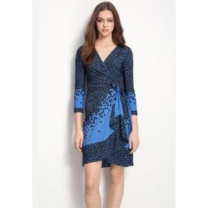 💕BCBGMAXAZRIA💕 Alberta Wrap Dress ~ Blue Black Abstract Print Small Petite NWT